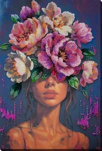 DIY Perlenstickerei Set Blühende Gedanken Portrait Perlenarbeiten Perlenstich - Bild 1 von 15