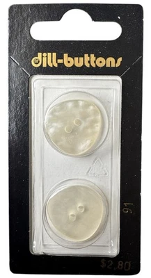Buttons Ivory Pearlescent 3/4" Irregular Circle 2-Hole 2-Pk 20MM Vintage Dill 91 - Image 1 of 4
