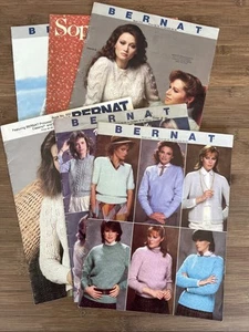 Vintage 1980s Bernat Sweater Knitting Crochet Patterns Lot - Picture 1 of 9