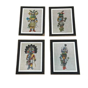 Vintage 4er Set laminierte & mattierte Hopi Kachina Drucke von Homer R. Bolster AZ - Bild 1 von 11