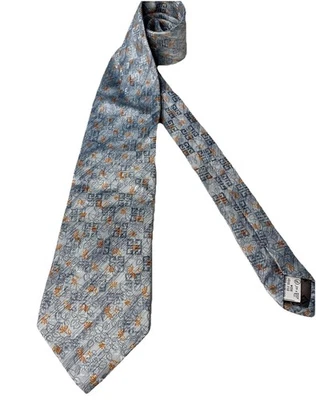 Nueva corbata Givenchy Italia para hombre plateada pizarra gris gris azul claro 100 % seda Foto 1 de 4