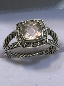 David Yurman Petite Albion Ring blassrosa Morganit Diamanten Gr.7 DY 925 750 - Bild 1 von 8