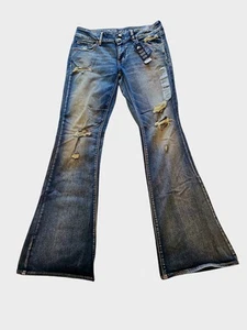 AMERICAN EAGLE Jeans Womens 12 Artist Stretch Denim Flare Distressed - Picture 1 of 7