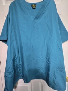 NATURAL UNIFORMS Scrub Top size 5X-Turquoise V-Neck-Chest 33"/L 33" - Picture 1 of 5