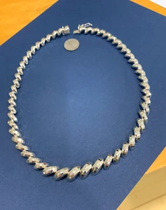 Sterling Silver Signed 925 Italy Milor Faceted San Marco Macaroni Link Necklace - Picture 1 of 9