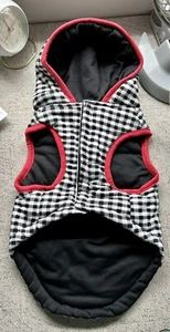 Pet Dog Jacket New With Tags YAODHAOD Flannel Checkered Black/White with Hoodie - Picture 1 of 8