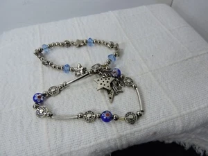 double beaded bracelet blue,silvertone, with stars - Picture 1 of 4