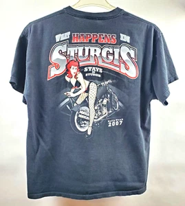 2007 Sturgis Rally Weeks talla grande camiseta de motociclista motocicleta What Happens in Sturgis - Imagen 1 de 5