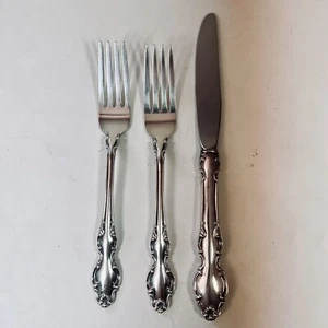 Cubiertos cubiertos Reed & Barton corona inglesa 2 tenedores + 1 cuchillo de cena - Imagen 1 de 5