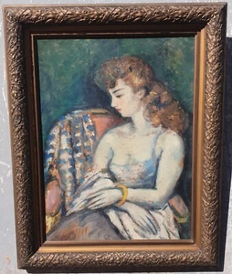Portrait de femme, Huile sur panneau, XXème siècle - Imagen 1 de 13