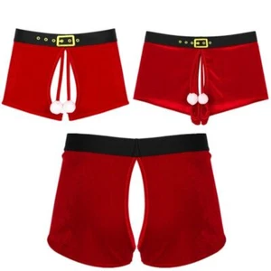 Men's Trunk Party Briefs Flannel Panties Holiday Boxer Shorts Warm Underwear - Picture 1 of 25