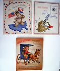 3 Vintage Military Birthday Cards   One With Cute Bear   One With Horse 