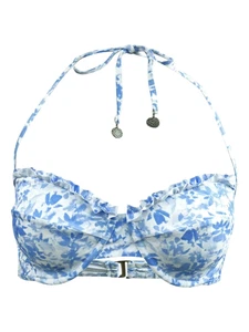 Shoshanna Women's Printed Ruffled Swim Top Separates Swimsuit (C, Blue/White) - Picture 1 of 3