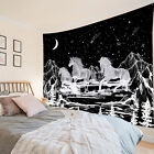 Black White Mountain Horse Moon Starry Tapestry for Bedroom Living Room Dorm