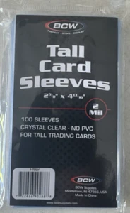 Lote de 100 fundas altas para tarjetas BCW 2 5/8"x4 13/16" cristalinas - Imagen 1 de 2