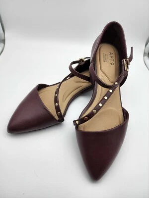 Apt.9 Defined Comfort Womens Sz 6.5M Flats Wine Colored Strappy Dressy/Work Shoe - Image 1 of 4