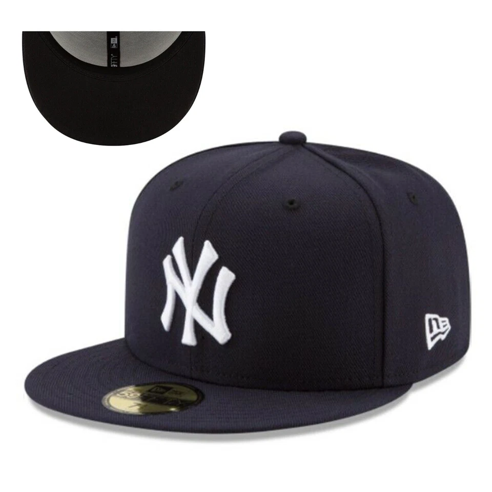 New York Yankees NYY MLB Authentic New Era 59FIFTY Fitted Cap - Navy 5950 - Image 1 of 1