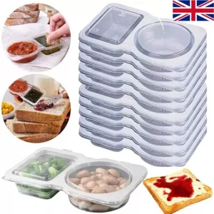 5-15X Double Compartment Condiment Container with Lids - Reusable Snack Pack Con - Picture 1 of 24