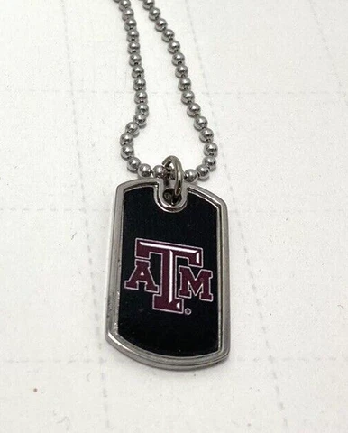 Texas A&M Logo 18" Mini Dog Tag Style Necklace Black Maroon White  B4-3*S Cover