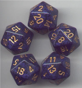 NUEVO JUEGO DE DADOS RPG de 5 D20 - cobalto dorado moteado - Imagen 1 de 1