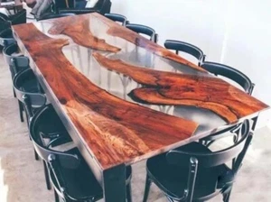 Clear Epoxy River Table Top, Epoxy Dining Table, Walnut Wood Table (72x36 Inch) - Picture 1 of 6