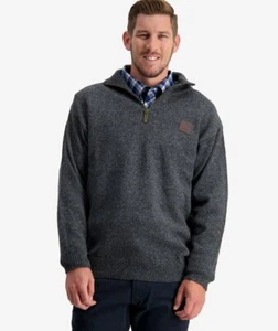 Swanndri Mens Mariner Wool Zip Neck Sweater Charcoal Marle Large - Picture 1 of 4