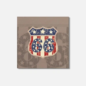 Route 66 Road Bar Grunge USA 4'' X 4'' Square Wooden Coaster - Picture 1 of 3