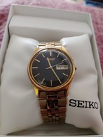 Vintage Seiko Quartz Men's Gold Tone Wrist Watch 7N43-8A39 Black