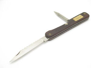 Vintage 1960s Seki Japan Large 4.87" Wood Stainless Steel Folding Fishing Knife