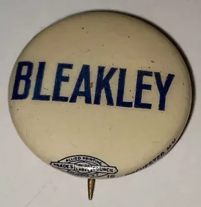 Vintage Political Button Campaign Pin Bleakley 1936 NY Rep Gov Race - Bild 1 von 2