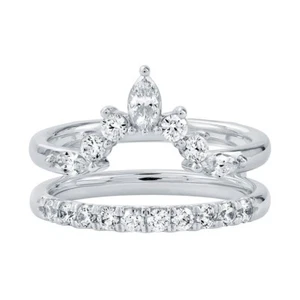 Anillo envolvente protector potenciador curvo clásico diamante cultivado en laboratorio de 0,90 quilates oro macizo de 10 quilates - Imagen 1 de 4