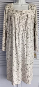 Eileen West Grey Paisley Print Long Sleeve Cozy Fleece Knit Waltz Nightgown M - Picture 1 of 6