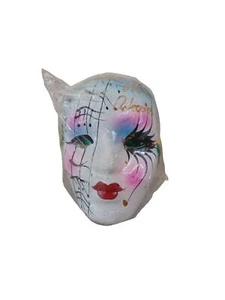 Vintage Mask Handmade Clown 4.5"x3 Mardi Gras Renaissance Porcelain Wall Decor - Picture 1 of 5