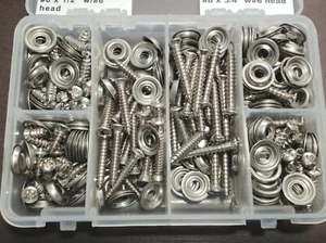 150 pcs #8 with #6 oval head stainless door kick panel screws washers assortment - Picture 1 of 6