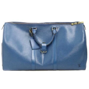 Louis Vuitton Epi Keepall 50 Gym Bag Traveling Bag Toledo Blue LV M42965 Rank A - Picture 1 of 24