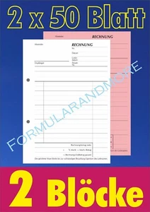 RECHNUNGSBLOCK, 2 STÜCK,DIN A5,SD, 2x50 BLATT, RECHNUNG, 2 Rechnungsblöcke, - Bild 1 von 1