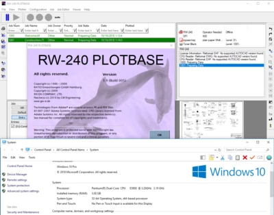 Ricoh RW-240 Wideformat Windows 10 Computer with Plotbase Scantool 3.9 Software - Image 1 of 4