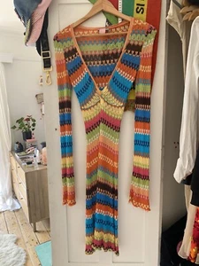 Women’s Multicolour Missoni Sport Crochet Knit Rainbow Dress Size S 8 10 - Picture 1 of 9