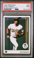 1989 UPPER DECK 659 JOSE CANSECO BLACK EAGLE LOGO PSA 9