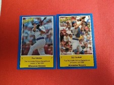 (2 Cards) 1990 Brewers Marinette Police #4 Paul Molitor & #5 B.J. Surhoff  