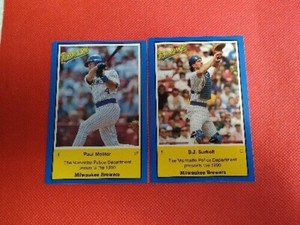 (2 Cards) 1990 Brewers Marinette Police #4 Paul Molitor & #5 B.J. Surhoff  