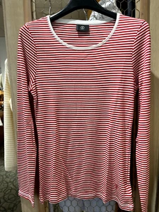 BOGNER White & Red, Striped, Scoop Neck, Long Sleeve. cotton/viskose - Picture 1 of 4