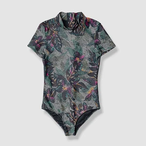 $64 O'Neill Kid Girl's Blue Floral One Piece Short Sleeve Surf Swim Suit Size 7 - Picture 1 of 2
