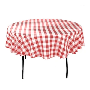 Tablecloth Round Checkered 60" Polyester By Broward Linens (Variety of Colors) - Picture 1 of 21