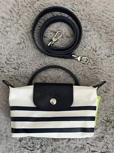 Longchamp Le Pliage Marinière Recycled Canvas Cosmetics Case Pre-Owned - Picture 1 of 12