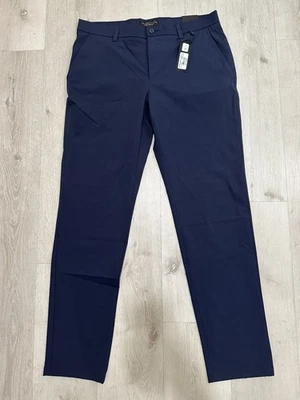 The Mens Store Bloomingdales Dress Pants 40 R Navy Solid Cotton Unhemmed New - Image 1 of 4
