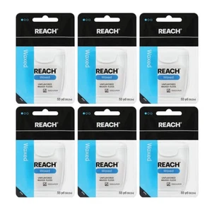 Hilo dental encerado Reach, sin PFAS, sin sabor, 55 yardas, paquete de 6 - Imagen 1 de 6