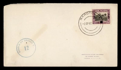 DR WHO 1940 ISLAS COOK EMBALAJE ORIGINAL RAROTONGA SEGUNDA GUERRA MUNDIAL CENSURADO A EE. UU. M61764 Foto 1 de 2