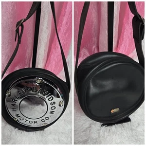 Harley Davidson Black Recycled Inner Tube Crank Case Cover Shoulder Bag Purse - Picture 1 of 9