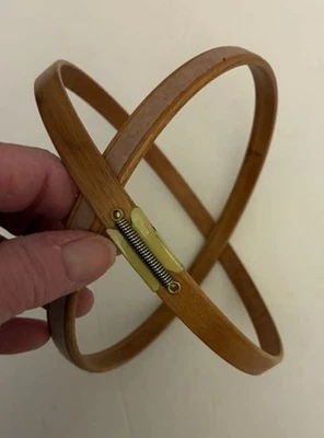 Vintage GIBBS 6" Wood Round Embroidery Hoop Felt Lined Spring Tension - Image 1 of 4
